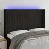 Image de vidaXL Hoofdbord LED 147x16x118/128 cm stof zwart3124286
