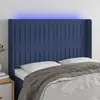 Image de Vidaxl Tête de lit avec LED, Bleue, 147x16x118/128 cm, Tissu