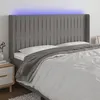 Image de vidaXL Hoofdbord LED 163x16x118/128 cm stof donkergrijs3124293