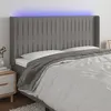 Image de vidaXL Hoofdbord LED 183x16x118/128 cm stof donkergrijs3124301
