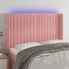 Image de vidaXL Hoofdbord LED 147x16x118/128 cm fluweel roze3124339