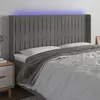 Image de vidaXL Hoofdbord LED 163x16x118/128 cm fluweel lichtgrijs3124340