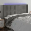 Image de vidaXL Hoofdbord LED 183x16x118/128 cm fluweel lichtgrijs3124346