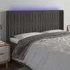 Image de vidaXL Hoofdbord LED 203x16x118/128 cm fluweel donkergrijs3124353