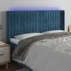 Image de vidaXL Hoofdbord LED 203x16x118/128 cm fluweel donkerblauw3124356