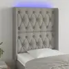 Image de Vidaxl Tête de lit avec LED, Gris clair, 83x16x118/128 cm, Tissu