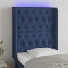 Image de vidaXL Hoofdbord LED 83x16x118/128 cm stof blauw3124364