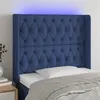 Image de vidaXL Hoofdbord LED 93x16x118/128 cm stof blauw3124372