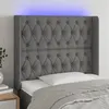 Image de vidaXL Hoofdbord LED 103x16x118/128 cm stof donkergrijs3124375