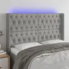 Image de vidaXL Hoofdbord LED 147x16x118/128 cm stof lichtgrijs3124382