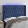 Image de vidaXL Hoofdbord LED 147x16x118/128 cm stof blauw3124388