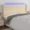 Image de Vidaxl Tête de lit avec LED, Crème, 203x16x118/128 cm, Tissu