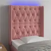 Image de vidaXL Hoofdbord LED 83x16x118/128 cm fluweel roze 3124419