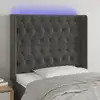 Image de Vidaxl Tête de lit avec LED, Gris Foncé, 103x16x118/128cm, Velours