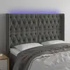 Image de Vidaxl Tête de lit avec LED, Gris Foncé, 147X16X118/128cm, Velours
