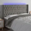 Image de vidaXL Hoofdbord LED 203x16x118/128 cm fluweel lichtgrijs3124450