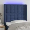 Image de vidaXL Hoofdbord LED 83x16x118/128 cm stof blauw3124462