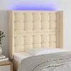 Image de vidaXL Hoofdbord LED 103x16x118/128 cm stof cràmekleurig3124477