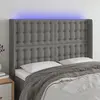 Image de Vidaxl Tête de lit avec LED, Gris Foncé, 147X16X118/128cm, Tissu