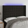 Image de vidaXL Hoofdbord LED 147x16x118/128 cm stof zwart3124482