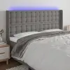 Image de Vidaxl Tête de lit avec LED, Gris Foncé, 183X16X118/128cm, Tissu