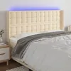Image de vidaXL Hoofdbord LED 183x16x118/128 cm stof cràmekleurig3124501
