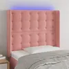 Image de vidaXL Hoofdbord LED 93x16x118/128 cm fluweel roze3124523