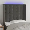 Image de Vidaxl Tête de lit avec LED, Gris Foncé, 103x16x118/128cm, Velours