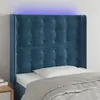 Image de vidaXL Hoofdbord LED 103x16x118/128 cm fluweel donkerblauw3124528