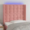 Image de vidaXL Hoofdbord LED 103x16x118/128 cm fluweel roze3124529
