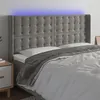 Image de vidaXL Hoofdbord LED 163x16x118/128 cm fluweel lichtgrijs3124536