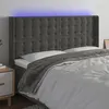 Image de vidaXL Hoofdbord LED 163x16x118/128 cm fluweel donkergrijs3124537