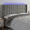 Image de vidaXL Hoofdbord LED 183x16x118/128 cm fluweel lichtgrijs3124542