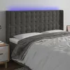 Image de vidaXL Hoofdbord LED 183x16x118/128 cm fluweel donkergrijs3124543
