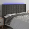 Image de vidaXL Hoofdbord LED 203x16x118/128 cm fluweel donkergrijs3124549