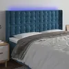 Image de vidaXL Hoofdbord LED 203x16x118/128 cm fluweel donkerblauw3124552