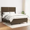 Image de vidaXL Boxspring met matras stof donkerbruin 140x200 cm3131356