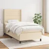 Image de vidaXL Sommier à Lattes de Lit avec Matelas, Lit Rembourré, Lit Simple, Lit Adulte de Chambre à Coucher Intérieur, Moderne, Crème 90x200 cm Tissu