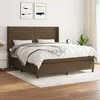 Image de vidaXL Boxspring met matras stof donkerbruin 160x200 cm3131524