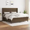 Image de vidaXL Sommier à Lattes de Lit avec Matelas, Lit Rembourré, Lit Double, Lit Adulte de Chambre à Coucher Intérieur, Moderne, Marron Foncé 180x200 cm