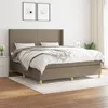 Image de vidaXL Sommier à Lattes de Lit avec Matelas, Lit Rembourré, Lit Double, Lit Adulte de Chambre à Coucher Intérieur, Moderne, Taupe 180x200 cm Tissu 3131853