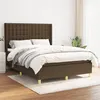 Image de vidaXL Boxspring met matras stof donkerbruin 140x190 cm3132308