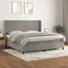 Image de vidaXL Boxspring met matras fluweel lichtgrijs 200x200 cm3132579