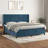 Image de vidaXL Boxspring met matras fluweel donkerblauw 200x200 cm3132823