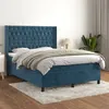 Image de vidaXL Boxspring met matras fluweel donkerblauw 140x200 cm3132865