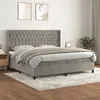 Image de vidaXL Boxspring met matras fluweel lichtgrijs 200x200 cm3132879