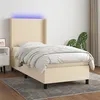 Image de vidaXL Boxspring met matras en LED stof cràmekleurig 80x200 cm3138114