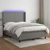 Image de vidaXL Boxspring met matras en LED stof donkergrijs 140x190 cm3138150