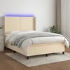 Image de vidaXL Boxspring met matras en LED stof cràmekleurig 140x200 cm3138162