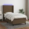 Image de vidaXL Boxspring met matras en LED stof donkerbruin 90x190 cm3138200